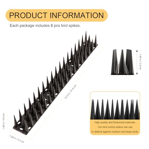 OFFO Bird Spikes for Pigeon Woodpecker Crow, Outdoor Use for Balcony Patio Window, Easy to Install, Black, Covers 12.5 Feet(3.8m) - color: Black