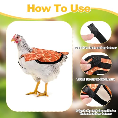 M METERXITY 1-Pack Chicken Saddle for Hens, 6.3 Inch Polyester Chicken Apron Back Protector with Adjustable Strap, Wing Protector Vest Jacket Mating Clothe [Orange]