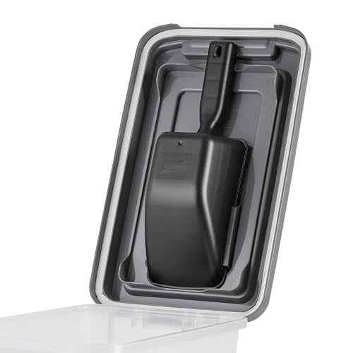 IRIS USA Dog Food Storage Container, Up to 13 lbs, Dark Gray, Made in USA | Includes 2-Cup Scoop, Airtight Seal, BPA-Free, Bird Seed, Cat food, Treats, Keeps Kibble Fresh, Pellets - color: Dark Gray/Clear