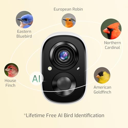 Smart Bird Feeder with Camera, 2.5K Ultra-HD Bird Camera | Free AI Identify Bird Species, Live Stream, Solar Powered Bird Feeder, 2.4L Large Capacity, Gift for Men Women Bird Lovers - color: White Camera