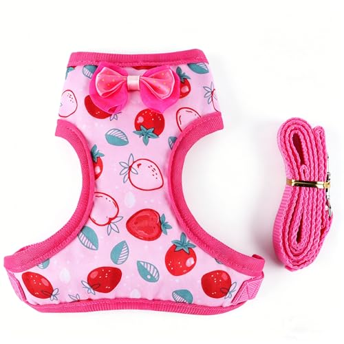 Chicken Harness and Leash Set Adjustable Mesh Breathable Pets Leashs Duck Training Harness for Goose Hen Rooster Parrots Dog Kitten,Pink Peach M - color: Pink, size: M( Chest 13-16.2")