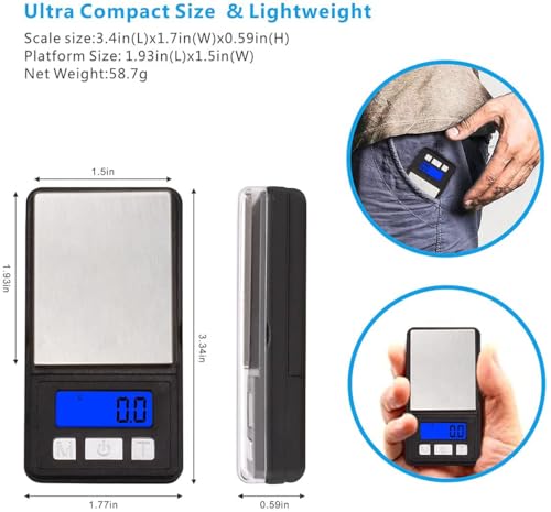 Fuzion Ultra Mini Scale, 1000g x 0.1g Digital Pocket Scale, Grams and Oz 6 Units, Gram Scale with LCD Display, Tare, Battery Included