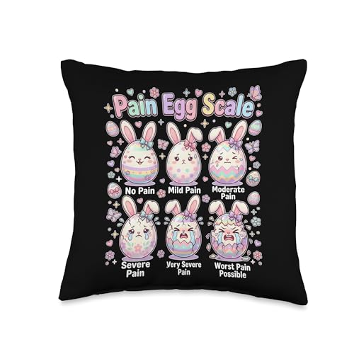 Cute Medical Bunny Egg Easter Nurse Pain Egg Scale Throw Pillow - size: 16x16