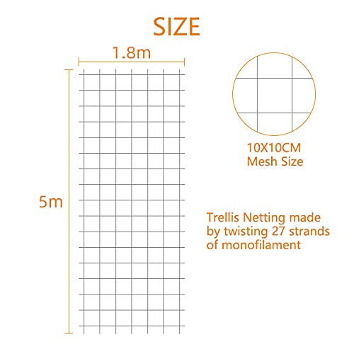 Pack of 2 Cucumber Tomato Trellis Netting, Heavy Duty Garden Netting Support for Climbing Plants, Pea, Grape, Bean, Fruit, Vegetables - 4" Mesh Size - 6Ft x 16.4Ft - size: 6Ft*16.4Ft