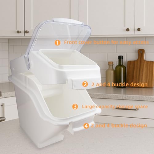53LB Flour Storage Container With Scoop for Dry Food, Sugar, Baking Supplies,Rice.BPA Free Ingredient Storage Bin，Pet Food Storage Container Dog Cat Birds Food Bin (53 LB) - size: 53 LB