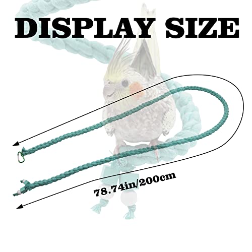 Dnoifne 78.7 Inches Bird Spiral Rope Perch, Blue Cotton, For Parrot, Parakeet, Budgie, Lovebird, Cockatiel - color: Blue, size: 78.7 inches