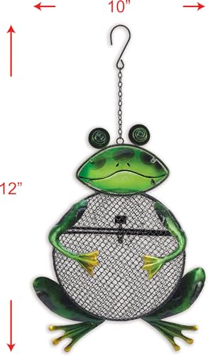 Sunset Vista Designs for The Birds Stained Glass Wire Mesh Birdfeeder, Animal Shaped, Frog - color: Green