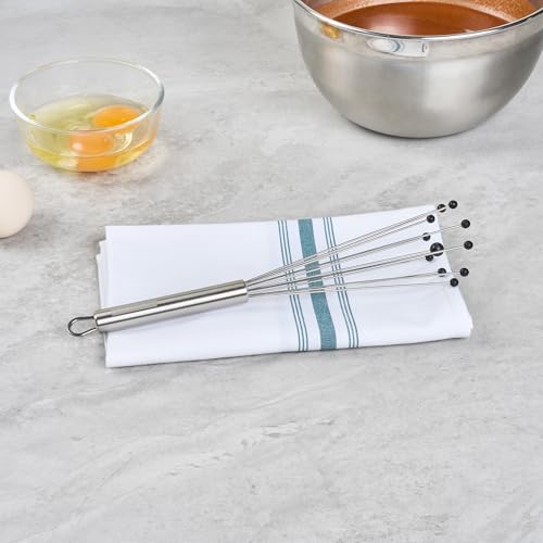 Restaurantware 10.5 in Stainless Steel Ball Whisk with Silicone Tips - German Standard Sauce & Gravy Whisk, Non-Scratch, Dishwasher Safe - Non-Stick Safe Silicone Ball Whisk for Baking - color: Ball Whisk with Silicone Tips, size: 10 3/4"