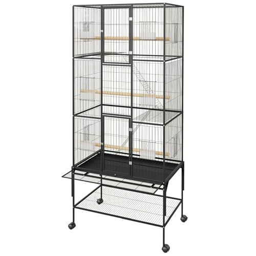 GarveeHome 69 Inch Large Bird Cage, Bird Cage with Rolling Storage Stands, Feed Bowls, Wide Tall Parrot Cage for Parakeets, Conures, Cockatiel, Cockatoo