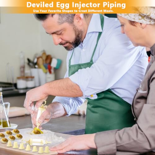 2-Layer Deviled Egg Containers With Lid, 36PCS Deviled Egg Tray Carrier with Handle and Piping Tool, Portable Stackable Egg Holder Platter Holder Organizer for Refrigerator Party Picnic Leak-Proof