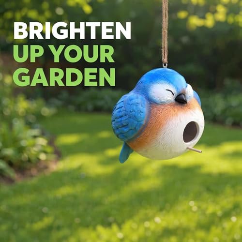 Spoontiques - Birdhouse - Garden Décor - Decorative for Yard and Garden Decoration - Hanging Novelty Birdhouse for Outdoor Patio - Blue Bird - color: Blue Bird