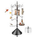 Bird Feeding Station Kit with Squirrel Baffle Bird Feeder Pole with Suet Cage Mesh Tray Fruit Hook Double W Hook for Attracting Wild Birds and Hanging Planter Hanger Lights - size: 94 Inch W hook with squirrel baffle