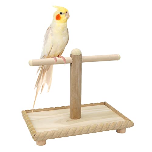 Litewoo Parrot Perches Stand Bird Training Toy Natural Wood Paw Grinding Chew Platform Toy Play Gym for Parakeet Electus Cockatoo Conure Cage Accessories Exercise Toy