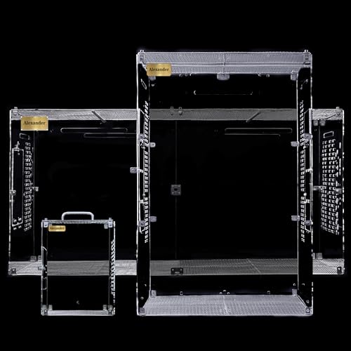 GuineaLoft™ Crystal Clear Custom Acrylic Bird Cage (Model-ET2) | Custom Sizes from Small to Extra Large w/ Optional Divider, Name Plate, UV Background, & Accessories - color: Model-ET2