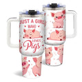 DUUV Cute Pig Tumbler 40oz, Insulated Pig Lover Gift for Women | Pink Just a Girl Who Loves Pigs Tumbler Leakproof, Pigs Gift for Animal Lovers, Christmas Birthday Gift for Girl, 1 Pack - color: Girl Loves Pig