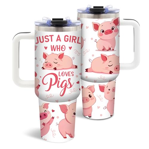 DUUV Cute Pig Tumbler 40oz, Insulated Pig Lover Gift for Women | Pink Just a Girl Who Loves Pigs Tumbler Leakproof, Pigs Gift for Animal Lovers, Christmas Birthday Gift for Girl, 1 Pack - color: Girl Loves Pig