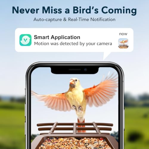 PeckCam® Bird Feeder with Camera Solar Powered 2K Live Video Auto Capture | AI Bird Species Identification, Instant App Alert, IP65 Waterproof, Easy Setup, Backyard Bird-Watching, Gift for Bird Lovers - color: Light Brown