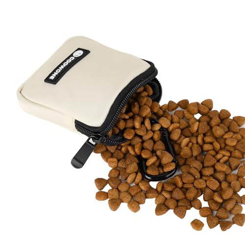 Waterproof Dog Treat Pouch, Dog Training Treat Pouch Built in Poop Bag Dispenser Adjustable Shoulder Bag (BLK) (Beige Small Pouch) - color: Beige