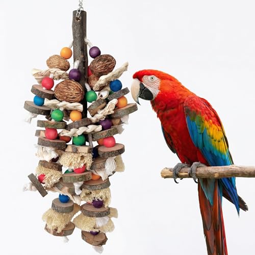 Parrot Chew Toys for Large Bird, Bird Toys with Natural Nuts Corn Loofah Wooden,Bird Chewing Toy for African Grey,Macaws,Conure,Cokatoos,Cockatiel,Amazon Parrots and Other Medium and Small Birds - style: Style B