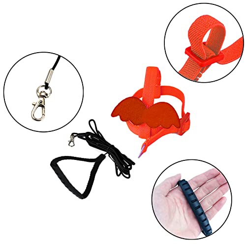 Dnoifne Pet Parrot Bird Harness and Leash, Adjustable Training Design Anti-Bite, Bird Nylon Rope with Cute Wing for Parrots, Suitable for Scarlet, Keck, Mini Macaw and Same Size Birds (red) - color: red