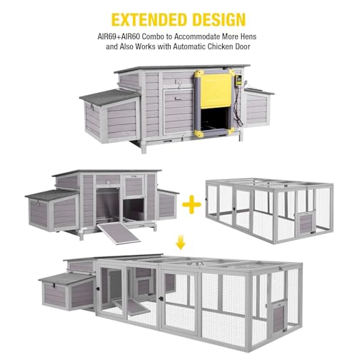 Aivituvin Chicken Coop with Two Nesting Boxes Large Wooden Hen House Outdoor Weatherproof Rabbit Hutch Duck Cage (AIR69) - size: AIR69