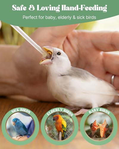 Pawfly 6 Pcs Baby Bird Feeding Syringe Set, 1.7 fl oz (50 mL) Hand Feeding Syringe for Birds, Parrot Syringe Feeder with Feeding Tubes & Spoon for Cockatiels, Parakeets & Budgies