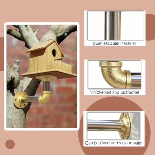 Bird House Bracket, Heavy-Duty Outdoor Windproof Anti-Swing Fall-Proof Holder for Bird Houses, Nesting Boxes, Feeders, Mountable on Tree Trunks, Eaves, Walls, Attractive Scenic Design (Patented) - size: 1pc
