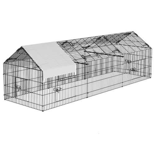Large Walk-in Metal Chicken Coop for 10 Chickens,Heavy Duty Reinforced Wire Mesh Run with All-Weather Waterproof & Anti-UV Cover,Secure Lock - Outdoor Poultry Pen for Chickens,Ducks (Spire Roof) - size: Spire Roof