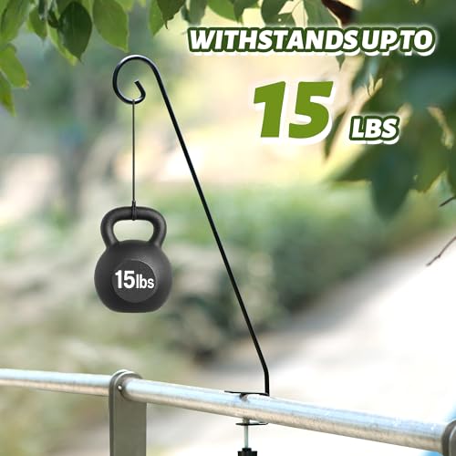 2 Packs Heavy-Duty Deck Hook, Deck Rail Pole,Deck Bird Feeder Pole | Deck Hooks for Railing, Feeders, Plants, Suet Baskets, Wind Chimes, Lanterns ；Patio and Porch Use - size: 28in Long Curled Hook-2 Packs