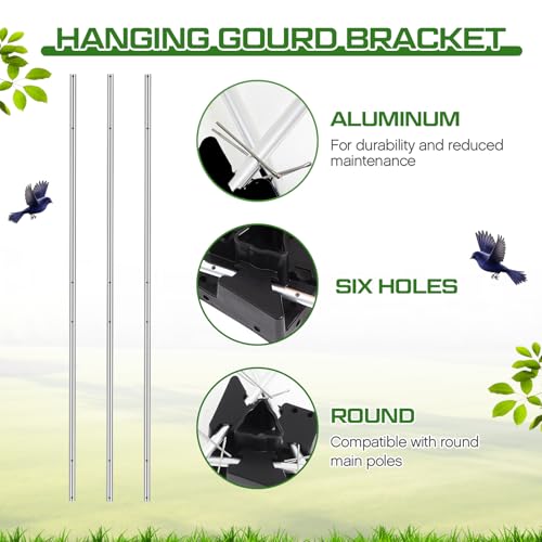 Yaocom 1 Set 3 Pcs Hanging Gourd Bracket, Purple Martin Gourds Hangers, Only Compatible with 28mm/1.1in Pole，Round, Aluminum Bracket, Durable and Easy to Install