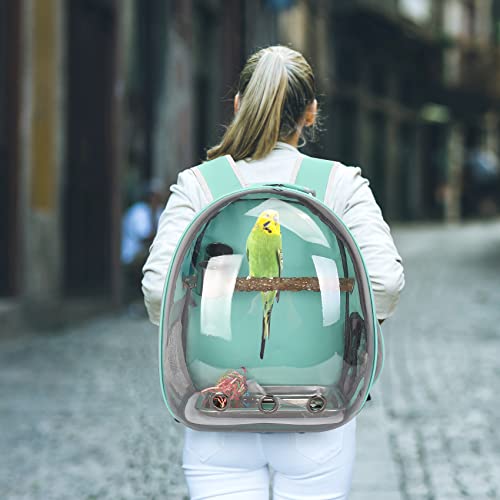 Bird Carrier, Portable Bird Backpack Travel Cage Bag with Standing Perch | Includes Food Bowl & Stainless Steel Tray, for Wildbird Parrot Parakeet Cockatiel Conures Budgie Canary Lovebirds Small Pet