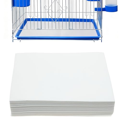 100 Sheets Bird Cage Liner Papers, Disposable Bird Cage Paper Liners, Cuttable Pet Animal Cages Cushion, Precut Absorbent Bird Paper for Bird Parrot Small Animal, 5.9 x 8.66’’ - size: 5.9'' x 8.66''