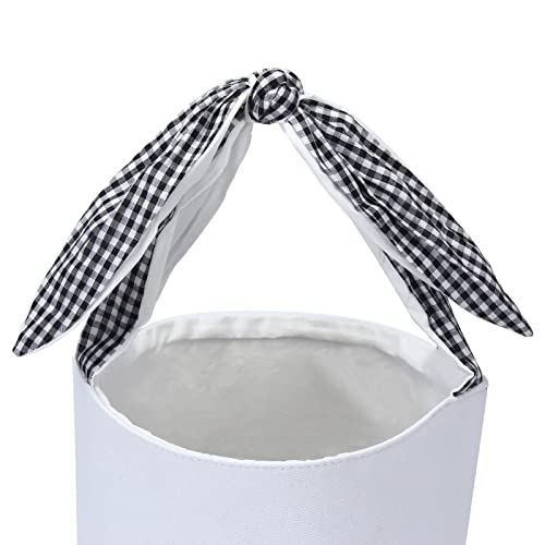 XinblueCo Baseball Basket Easter Baskets for Canvas Easter Egg Hunt Baskets - color: Black Plaid