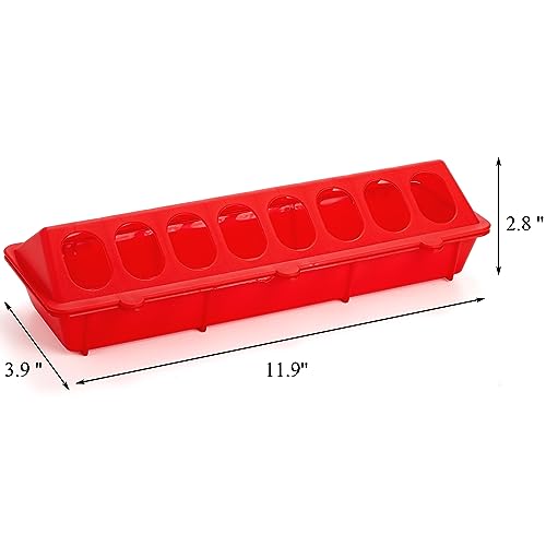 Coloch 6 Pack Flip Top Poultry Feeder, Plastic Chicken Feeder Trough Multi-Hole Poultry Feeding Tray No Mess No Waste Chick Feeding Dispenser for Pigeon, Quails, Duckling Birds, Duck, Chicken