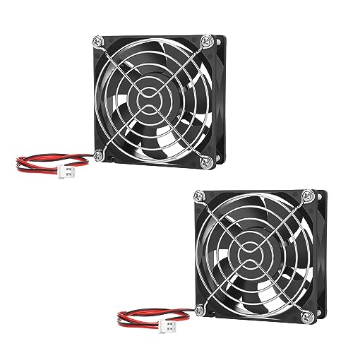 2-Pack 80mm x 25mm DC 12 Volt Fans 2-Pin Brushless Replacement Cooling Fan - size: 80x80x25mm