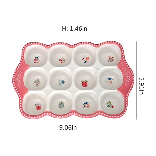 Ceramic 12 Cup Egg Tray Fresh Egg Container Egg Storage Organizer Refrigerator Egg Holder Egg Platter Tray Egg Keeper For Kitchen Decoration