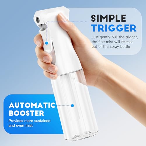 Continuous Spray Bottle for Hair Ultra Fine Mist Sprayer 3 Pack 6.8 OZ | Continuous Hair Spray Bottles Refillable Water Mister Sprayer for Hairstyling, Plants, Pets, Skincare,Salons,Barber,Cleaning - color: Terracotta White White, size: (3-Pack)-6.8 Oz