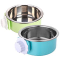 Dog Crate Bowl, Hanging Stainless Steel Removable Pet Crate Water & Food Bowls, Pet Cage Feeder Container Coop Cup for Cat Puppy Birds Rats Guinea Pigs Rabbit Hamster (2PCS) - color: (Round) Green/Blue