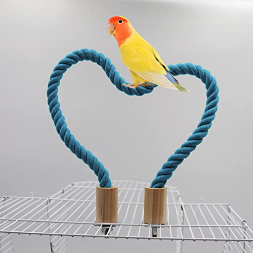 2 Pack Bird Rope Perch & Swing, Bird Cage Stand Pole Accessories, Climbing Toy for Parrot, Parakeet, Budgies, Cockatiels & Lovebirds (39.37"/100 cm) - color: Blue, size: 39.37 inches