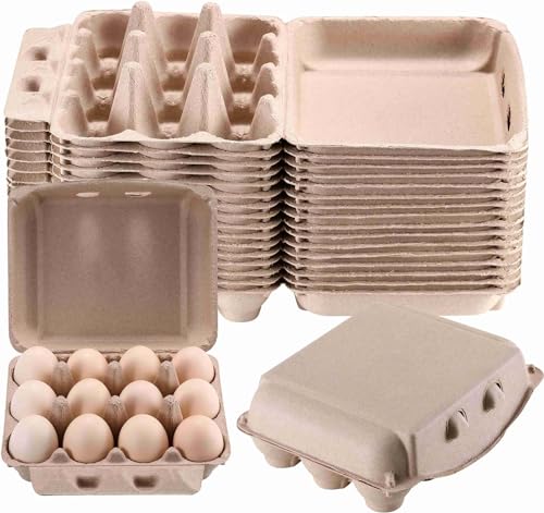 30 Pack Egg Cartons Bulk - 3×4 Style Reusable Cardboard Cartons 12 Count, Dozen Chicken Egg Crates