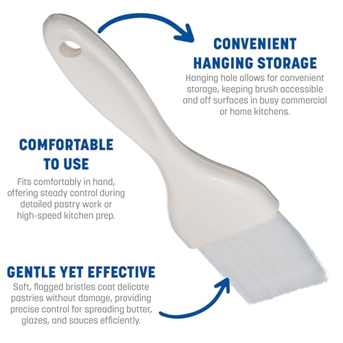 Carlisle FoodService Products 40391-02 7.50" Length, Bristle 2" Width x 2" Trim, White Color, Plastic Handle Galaxy Pastry Brush with Nylon Bristles
