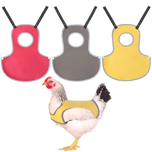 Chicken Saddle for Hens, 3 Pack Waterproof PVC Chicken Apron with Reflective Strips, Breathable Polyester Lining, Anti-Pecking Vest for Rooster Damage Protection(Mix)