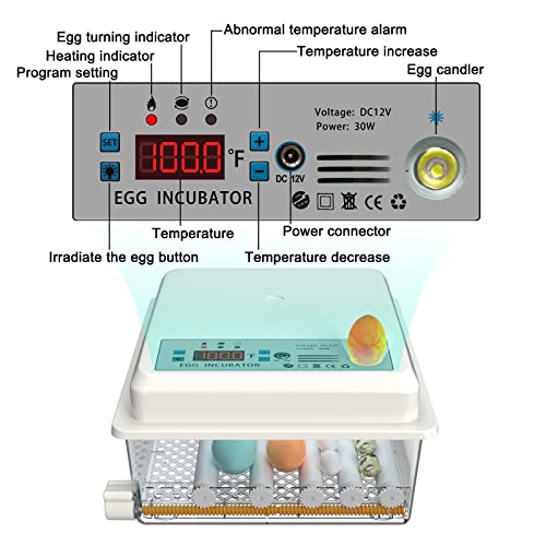 Incubators for Hatching Eggs Fahrenheit 12-16 Eggs Incubator with Automatic Egg Turning and Egg Candler Incubator for Chicken Quail Duck Pigeon Eggs Poultry Incubators