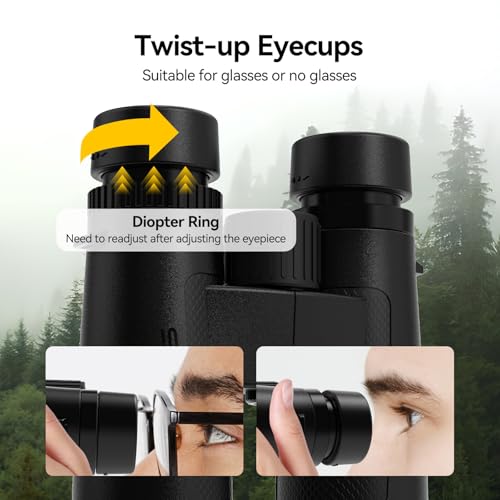 SVBONY Upgraded SV202 10x42 ED Binoculars for Adults 10x High Magnification | Wide Field of View, Extra-Low Dispersion, BAK4 & FMC Optic System, IPX7 Waterproof, Clear, Bright, Distortion Free Low Light - size: 10x42mm
