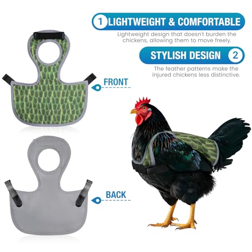 Chicken Saddle for Hens - Chicken Aprons for Hens With Adjustable Straps, Chicken Aprons & Vest Jacket for Hens - style: Green Feather