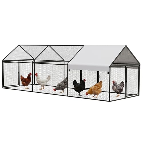 NUGRIART Metal Chicken & Duck Coop with Run – 118”x40”x40” Waterproof Poultry Cage, Portable Chicken Run, Ideal for Chicks, Hens & Ducks - size: 118.0"L x 40.0"W x 40.0"H