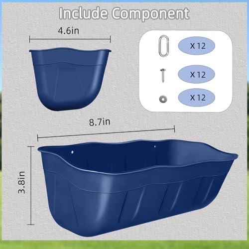 Hanging Chicken Feeders,Duck Feeder Waterer,Small Feed Trough 1.3 Quart 6 Pack,Hanging Fence Feed Trough for Poultry,Blue - color: Blue, size: 1.3 Quart (6 Pack)