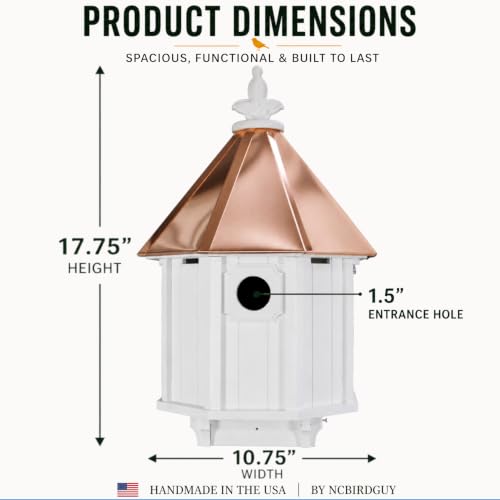 Handmade Copper Roof Bluebird House for Bluebirds & Songbirds, Made in USA (H8C) (5.5" x 5.5" Mount) - style: 5.5" x 5.5" Mount