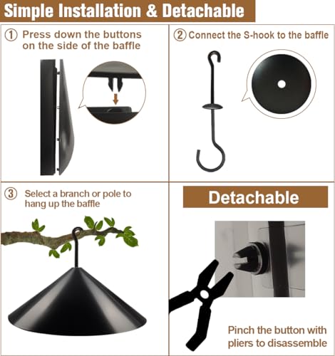 Squirrel Baffle for Bird Feeder Pole, Outside Hanging Mount Bird House Guard for Outdoor Shepherd’s Hook,19 Inch Diameter, 1 Pack - size: Hang mount-1