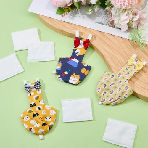 SUPERFINDINGS 3 Pack Bird Diaper Flight Suit Washable Parrot Nappy Reusable Nappy with Sponge Removable 2 Pads Cockatiel Clothes Cute Urine Wet Suit Costume for Parakeet Budgie Canary